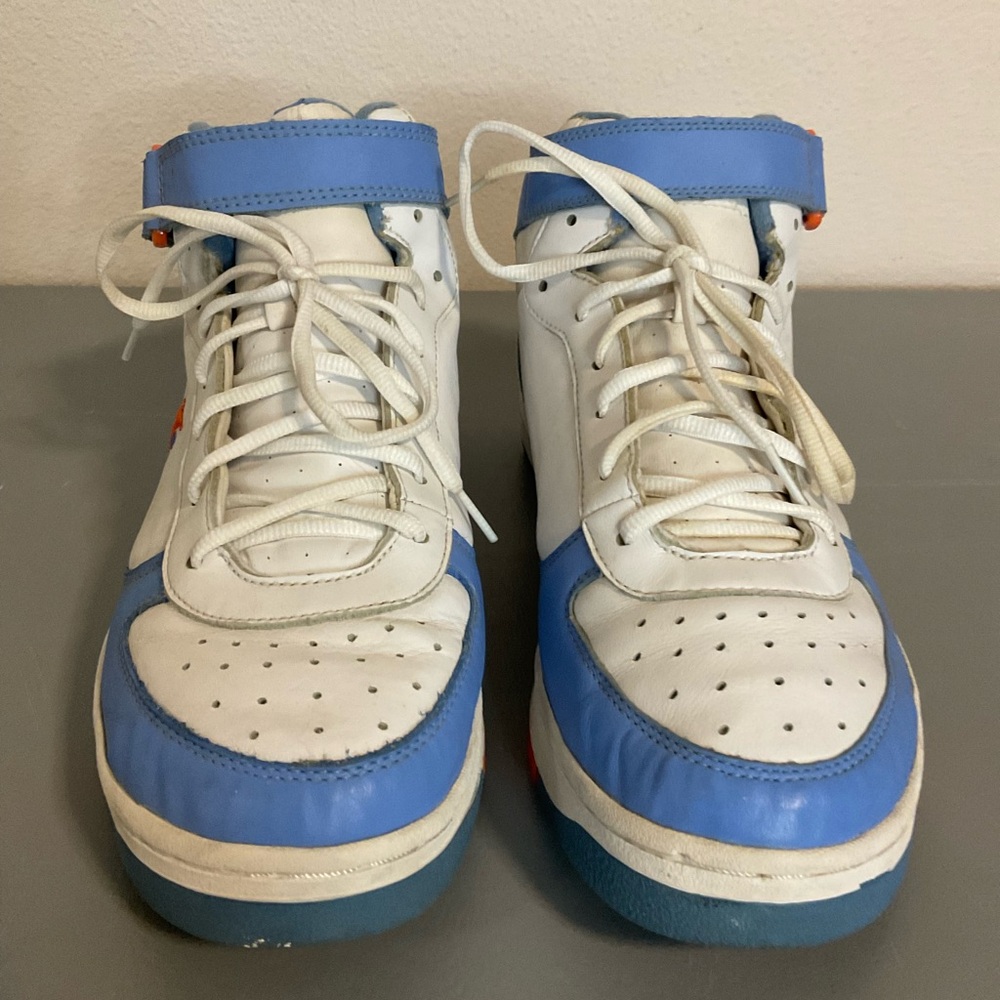 Reebok White and Blue High-Top Sneakers